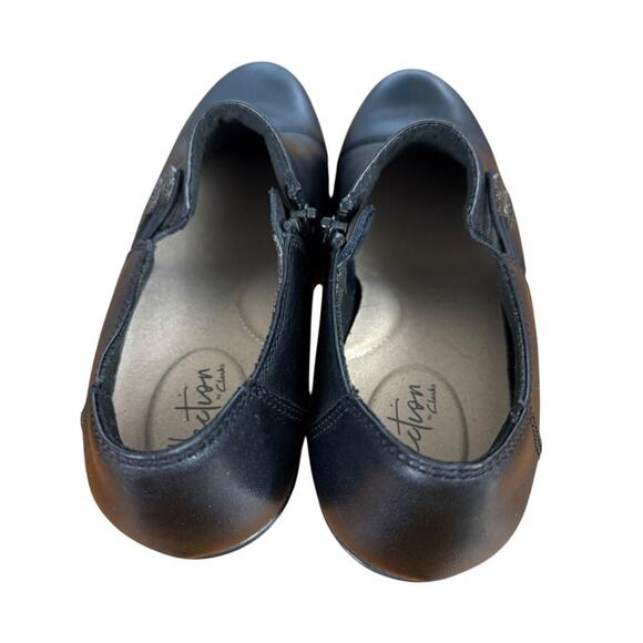 Clarks Emslie Warren Womens Black Leather Clogs Block Chunky Heel Shoes sz 7 M - Picture 10 of 16